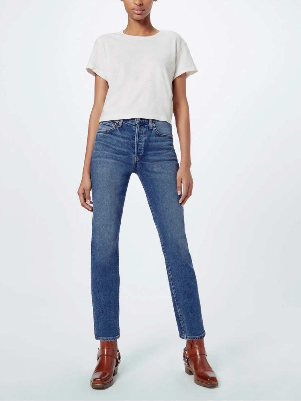Re/Done Levi’s High Rise Ankle Crop, Indigo, 31